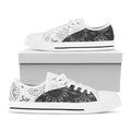 Black And White Yin Yang Mandala Print White Low Top Sneakers