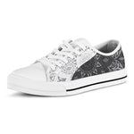 Black And White Yin Yang Mandala Print White Low Top Shoes