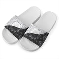 Black And White Yin Yang Mandala Print White Slide Sandals