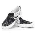 Black And White Yin Yang Mandala Print White Slip On Sneakers