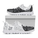 Black And White Yin Yang Mandala Print White Sneakers