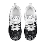 Black And White Yin Yang Mandala Print White Sneakers