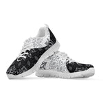 Black And White Yin Yang Mandala Print White Sneakers