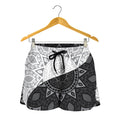 Black And White Yin Yang Mandala Print Women's Shorts