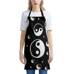 Black And White Yin Yang Pattern Print Apron