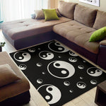 Black And White Yin Yang Pattern Print Area Rug