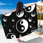 Black And White Yin Yang Pattern Print Beach Sarong Wrap