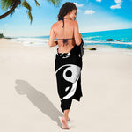 Black And White Yin Yang Pattern Print Beach Sarong Wrap