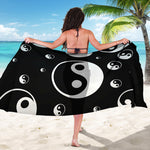 Black And White Yin Yang Pattern Print Beach Sarong Wrap
