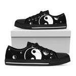 Black And White Yin Yang Pattern Print Black Low Top Shoes