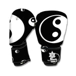 Black And White Yin Yang Pattern Print Boxing Gloves