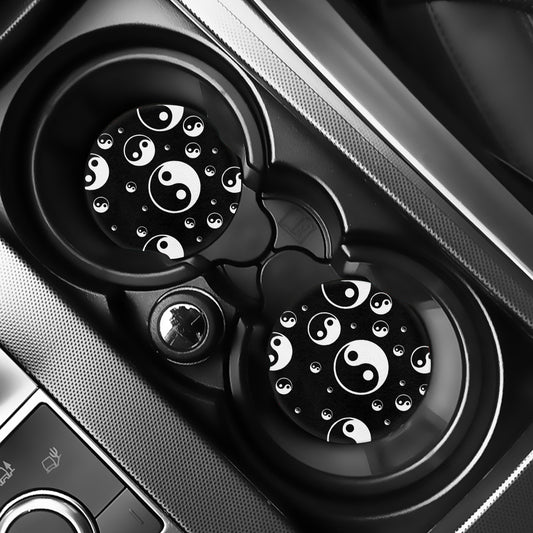 Black And White Yin Yang Pattern Print Car Coasters