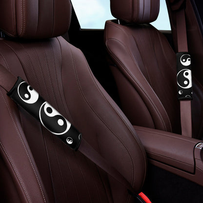 Black And White Yin Yang Pattern Print Car Seat Belt Covers