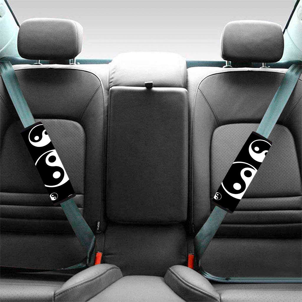 Black And White Yin Yang Pattern Print Car Seat Belt Covers