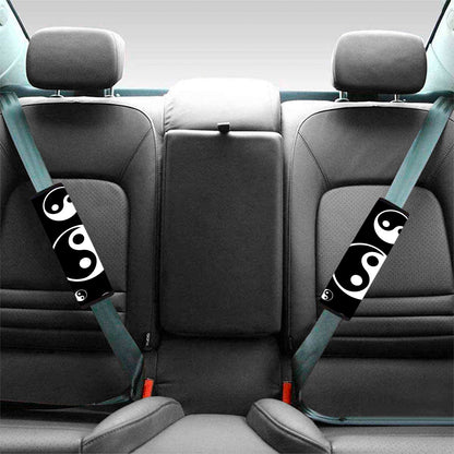 Black And White Yin Yang Pattern Print Car Seat Belt Covers