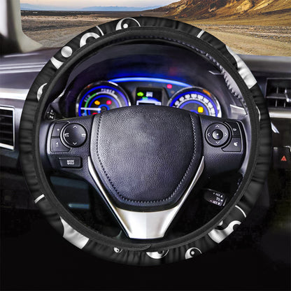 Black And White Yin Yang Pattern Print Car Steering Wheel Cover