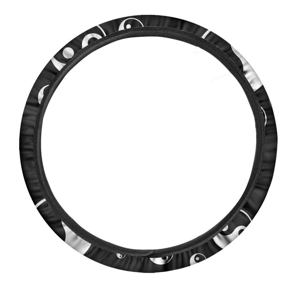 Black And White Yin Yang Pattern Print Car Steering Wheel Cover