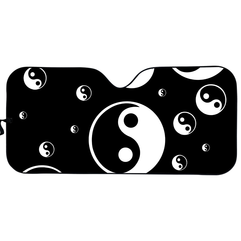 Black And White Yin Yang Pattern Print Car Sun Shade