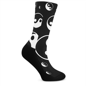 Black And White Yin Yang Pattern Print Crew Socks