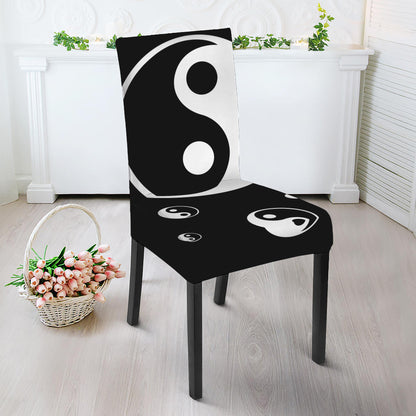 Black And White Yin Yang Pattern Print Dining Chair Slipcover