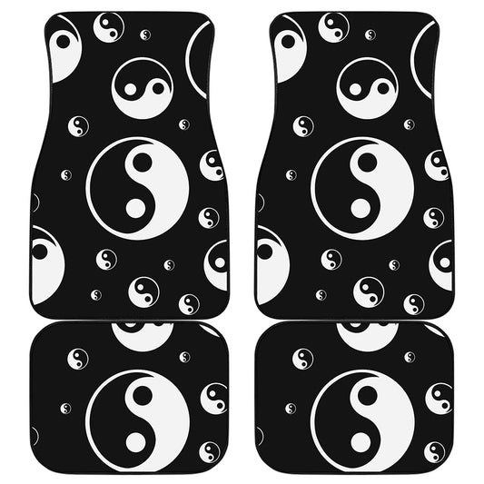 Black And White Yin Yang Pattern Print Front and Back Car Floor Mats