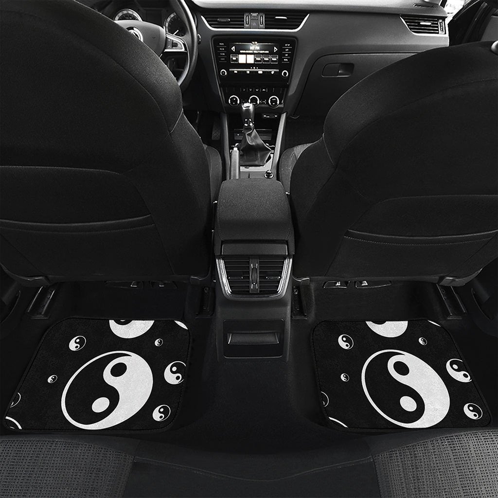 Black And White Yin Yang Pattern Print Front and Back Car Floor Mats