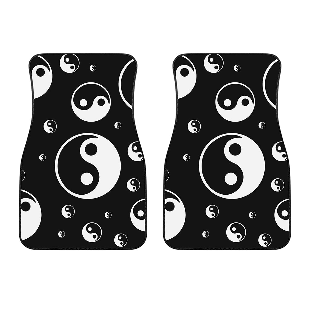 Black And White Yin Yang Pattern Print Front Car Floor Mats