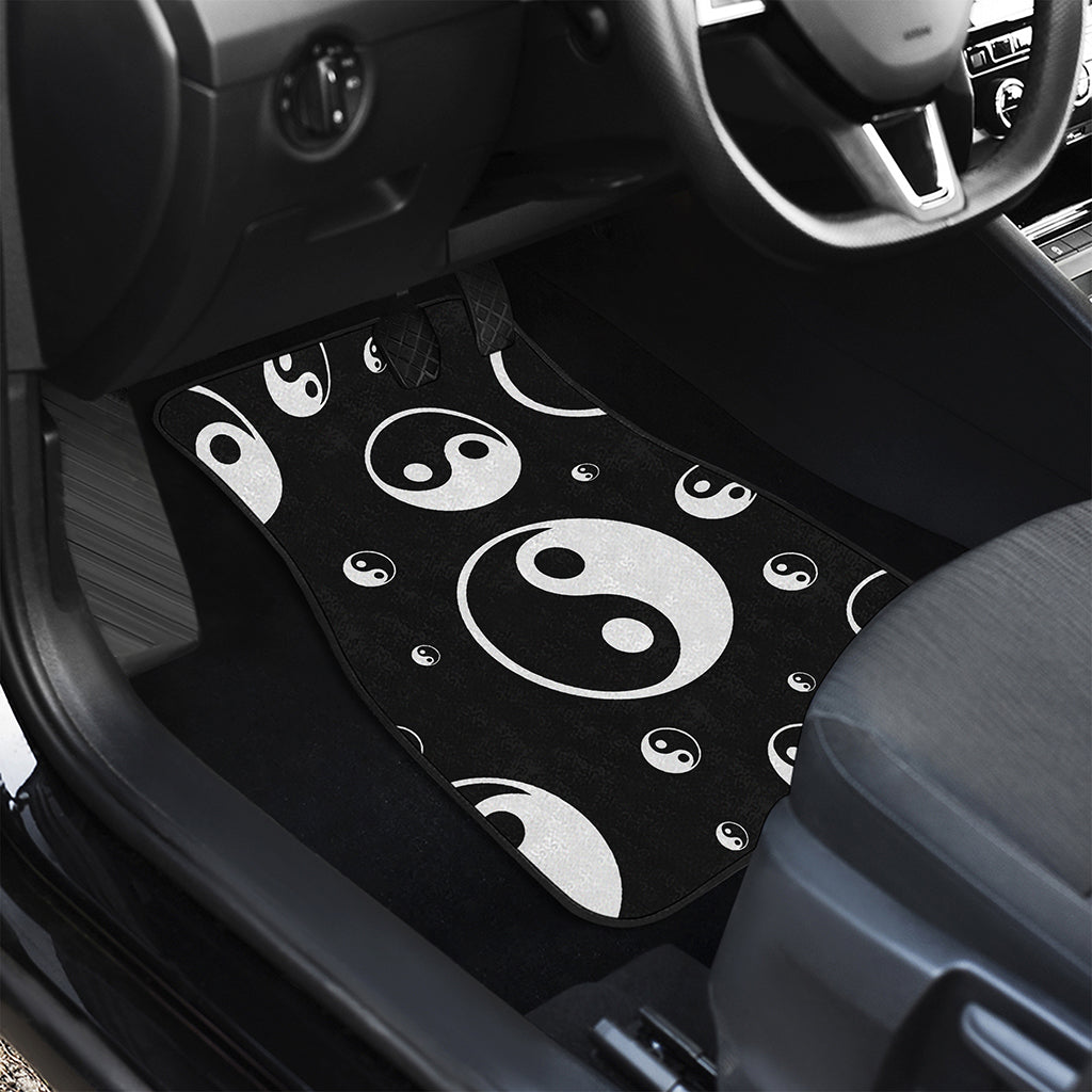 Black And White Yin Yang Pattern Print Front Car Floor Mats