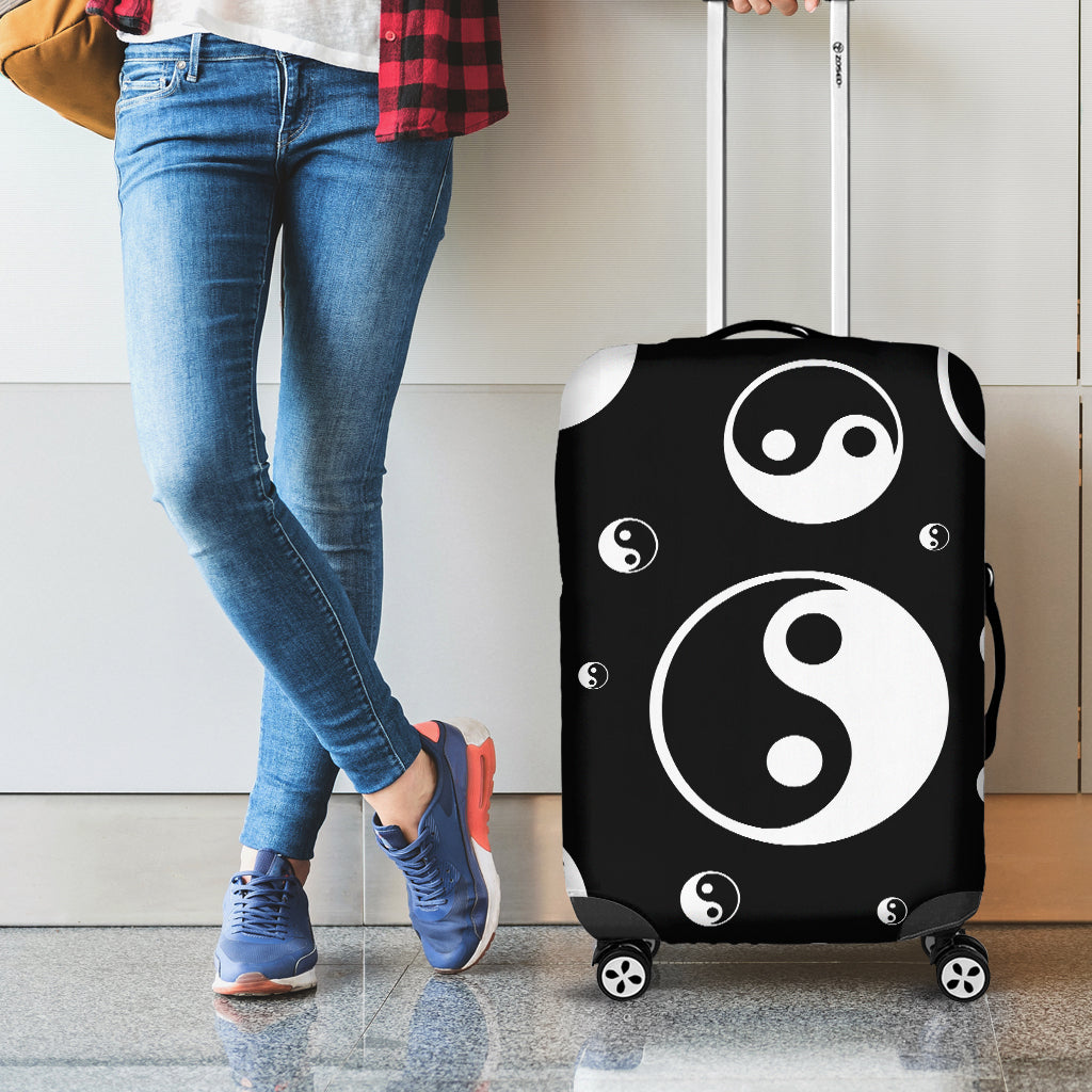 Black And White Yin Yang Pattern Print Luggage Cover