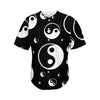 Black And White Yin Yang Pattern Print Men's Baseball Jersey