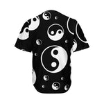 Black And White Yin Yang Pattern Print Men's Baseball Jersey