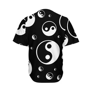 Black And White Yin Yang Pattern Print Men's Baseball Jersey