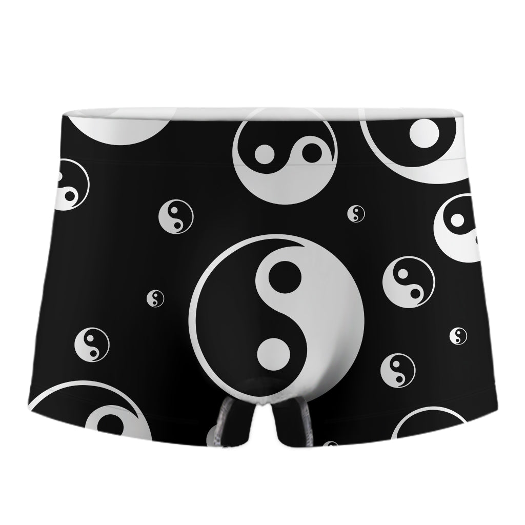 Black And White Yin Yang Pattern Print Men's Boxer Briefs