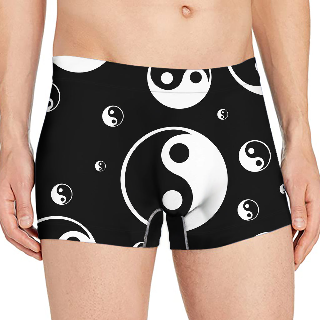 Black And White Yin Yang Pattern Print Men's Boxer Briefs