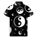 Black And White Yin Yang Pattern Print Men's Short Sleeve Shirt
