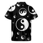 Black And White Yin Yang Pattern Print Men's Short Sleeve Shirt
