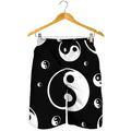 Black And White Yin Yang Pattern Print Men's Shorts