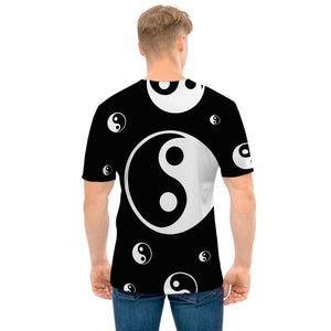 Black And White Yin Yang Pattern Print Men's T-Shirt