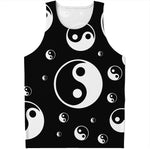 Black And White Yin Yang Pattern Print Men's Tank Top