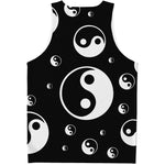 Black And White Yin Yang Pattern Print Men's Tank Top
