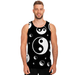 Black And White Yin Yang Pattern Print Men's Tank Top