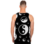 Black And White Yin Yang Pattern Print Men's Tank Top