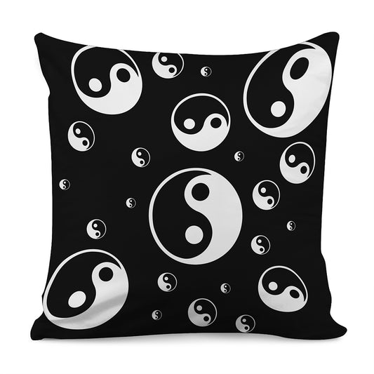 Black And White Yin Yang Pattern Print Pillow Cover