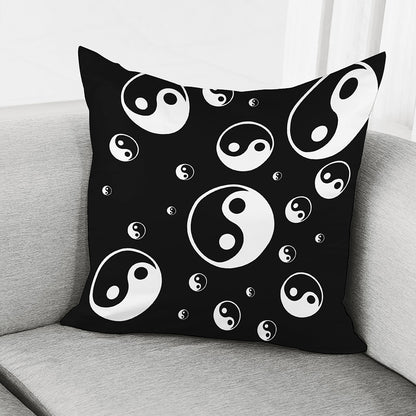 Black And White Yin Yang Pattern Print Pillow Cover