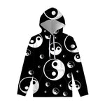 Black And White Yin Yang Pattern Print Pullover Hoodie
