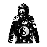 Black And White Yin Yang Pattern Print Pullover Hoodie