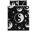 Black And White Yin Yang Pattern Print Quilt Bed Set