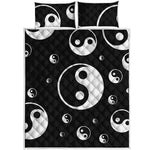 Black And White Yin Yang Pattern Print Quilt Bed Set