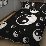 Black And White Yin Yang Pattern Print Quilt Bed Set