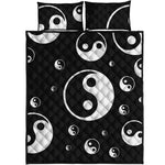 Black And White Yin Yang Pattern Print Quilt Bed Set